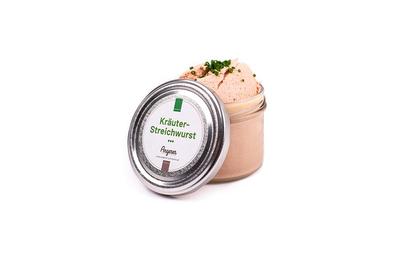 Streichwurst mit Kräuter von Angerer aus Prambachkirchen Glase mit Streichwurst mit Kräuter von Angerer aus Prambachkirchen